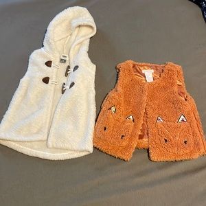 Old Navy white toddler girls vest 4T and Shabby Chic orange/brown vest size 6